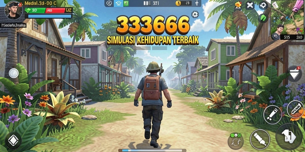 Tampilan gameplay menarik dari 333666 yang menampilkan simulasi kehidupan.