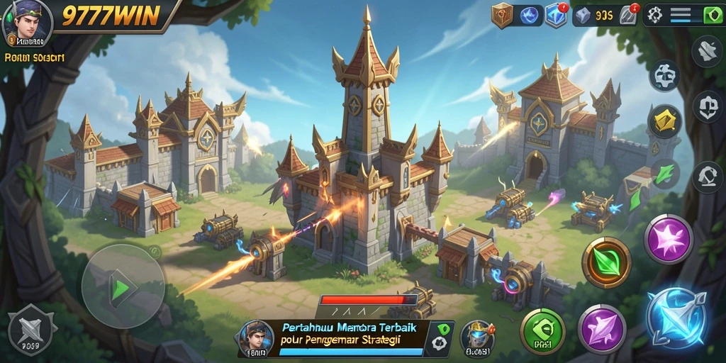 Tangkapan layar gameplay Tower Defense 9777WIN yang menyenangkan.