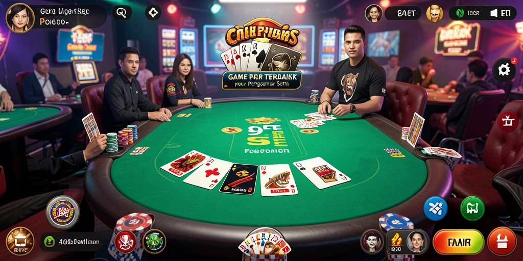 Tampilan gameplay Poker yang menarik dan interaktif di 9ET.