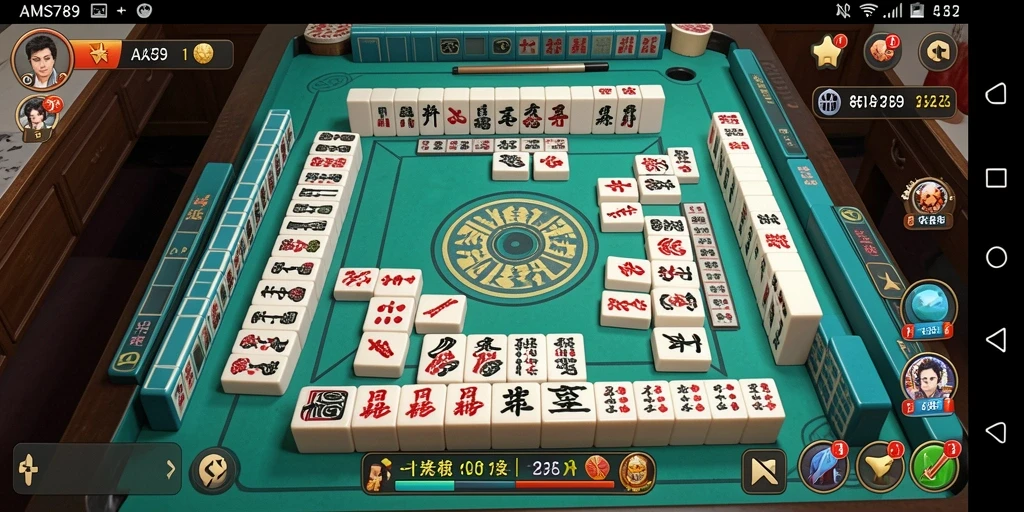 Screenshot utama AMS789 menunjukkan gameplay Mahjong yang menakjubkan.