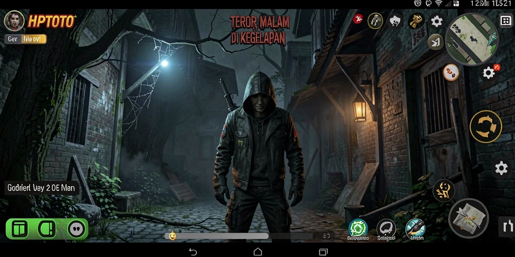 Screenshot gameplay HPTOTO menunjukkan suasana mencekam dan penuh ketegangan.
