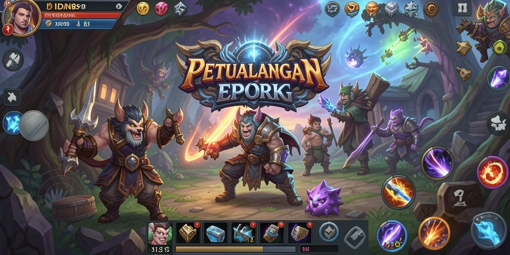 Screenshot menunjukkan pertempuran epik dalam game MMORPG IDN89.