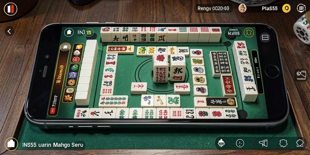 Tangkapan layar INS55 menampilkan gameplay Mahjong yang menarik dan interaktif.