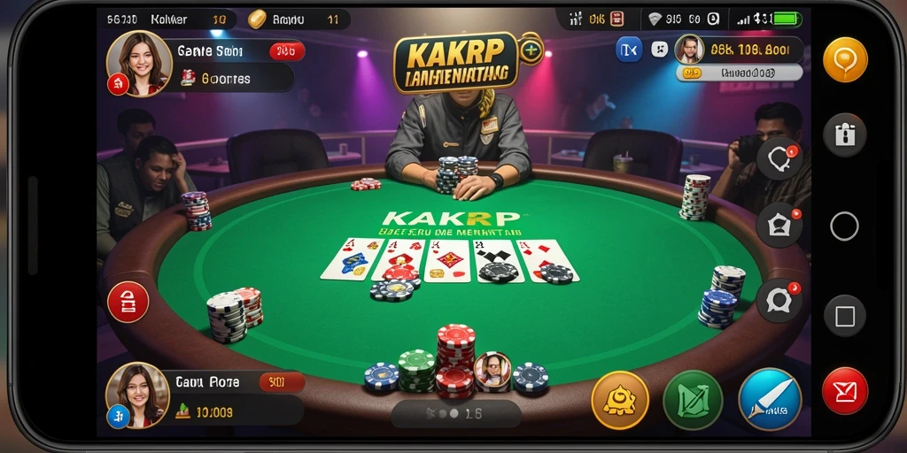 Tampilan gameplay KAKRP dengan suasana poker yang mendebarkan.