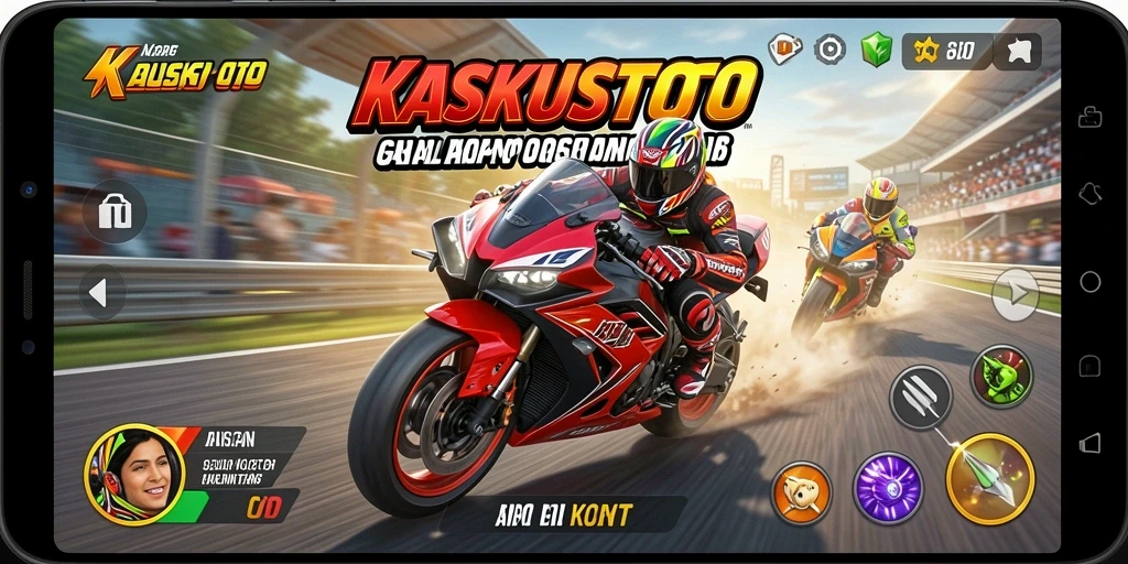Tampilan menarik dari gameplay KASKUSTOTO saat balapan motor.