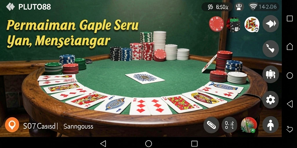 Tampilan screenshot PLUTO88 yang menampilkan gameplay Gaple yang seru.
