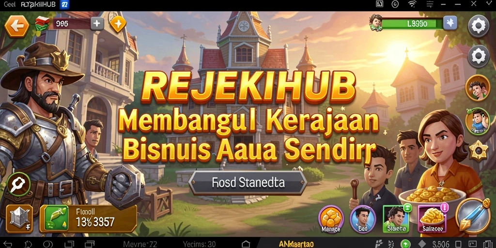 Tangkapan layar gameplay <strong>REJEKIHUB</strong> menampilkan pembangunan dan pengelolaan bisnis yang seru.