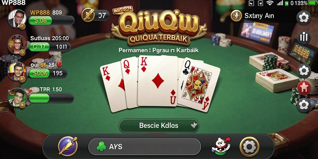 Screenshot gameplay WP888 menunjukkan aksi seru permainan QiuQiu.